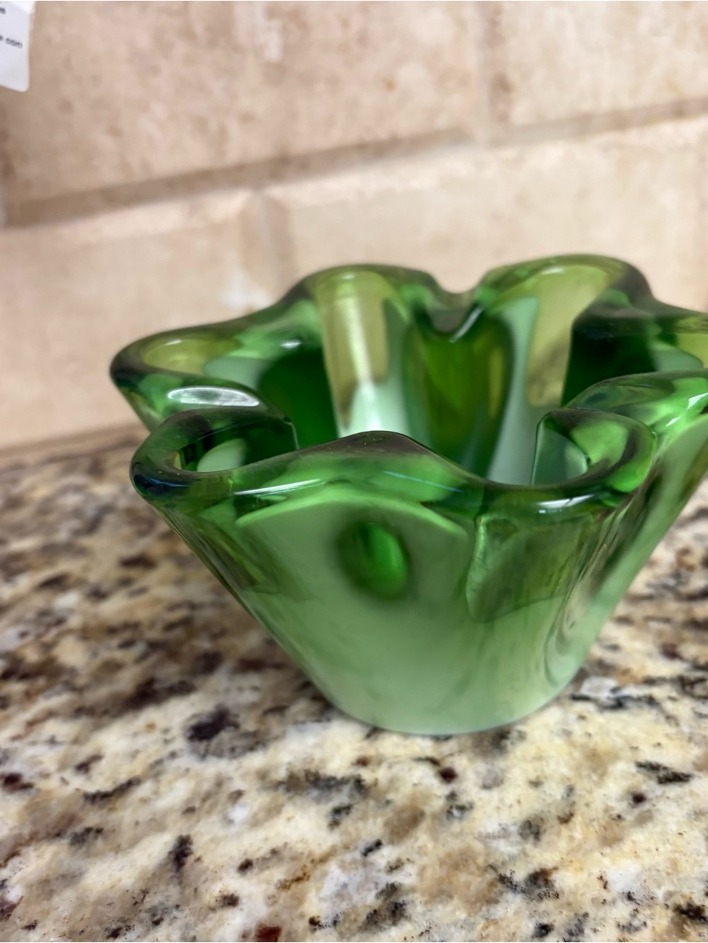 Green Glass Decorative Bowl -